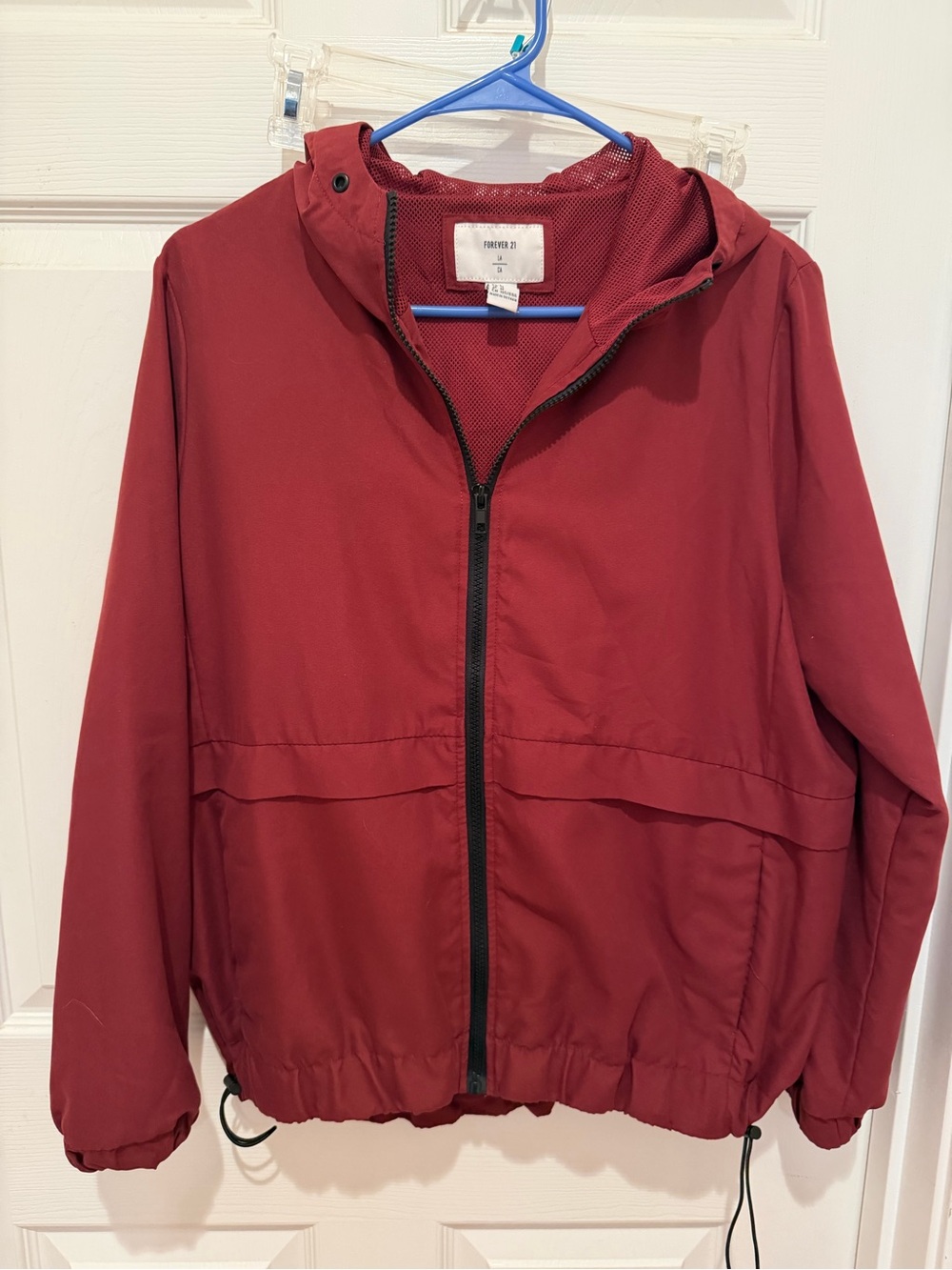 Forever 21 Burgundy Hooded Windbreaker Jacket | M
